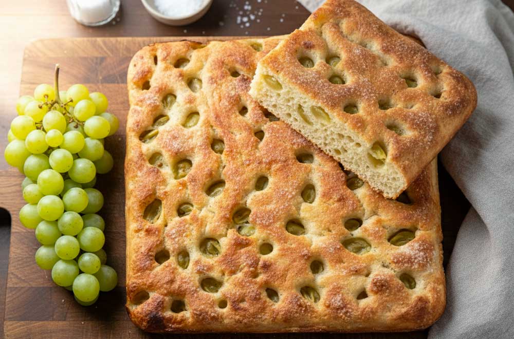 focaccia uva bianca idea ricetta focaccia con uva bianca e zucchero anche come dessert