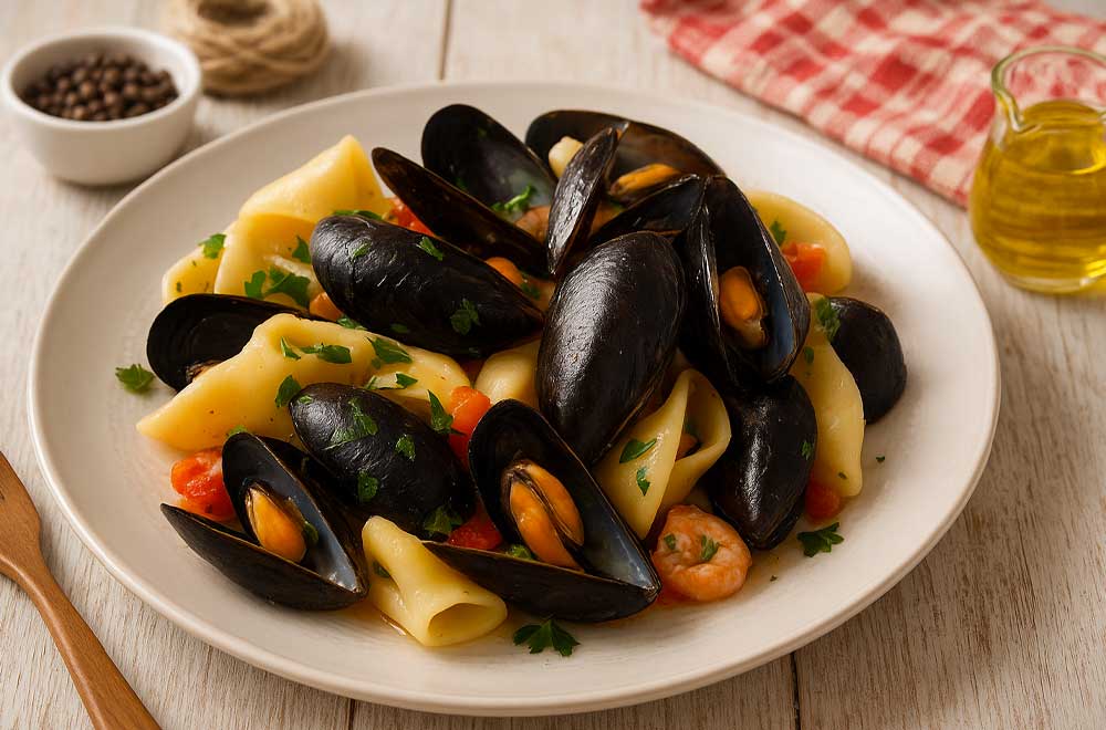 ricetta-primo-piatto-paccheri-cozze-e-gamberetti