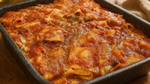 pasta al forno saporido paccheri con funghi e scamorza