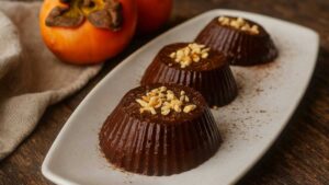 lascia nel frigorifero i budini ai cachi e cacao e servi