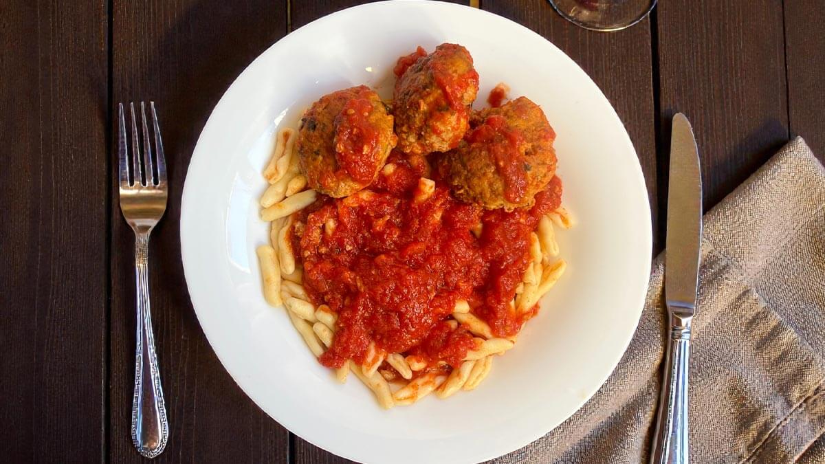 cicatielli al sugo con polpette saporido