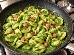orecchiette in padella con bietola e pancetta saporido