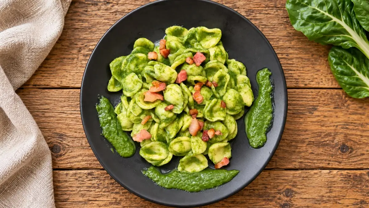 primo piatto orecchiette bietola e pancetta saporido